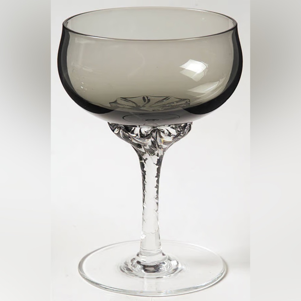 SASAKI CRYSTAL Coronation Champagne Glass Tall Sherbet Smoked Green-Grey 220 ml